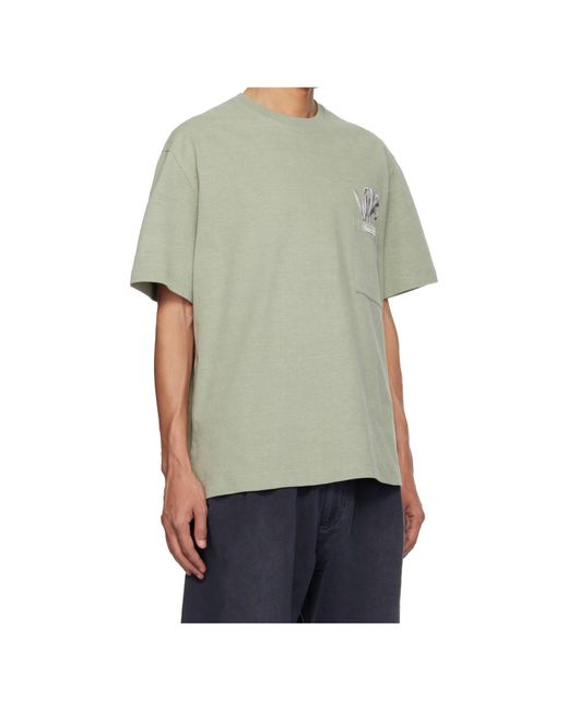 Wooyoungmi Green Floral-Print Pocket T-Shirt for men