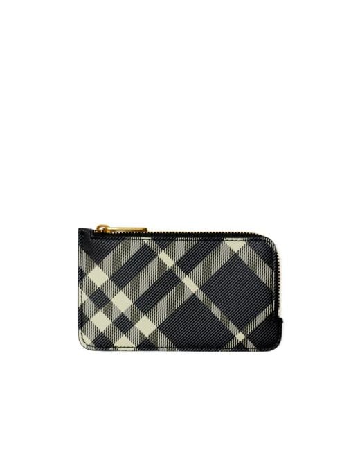 Burberry Black Vintage Check Zipped Wallet