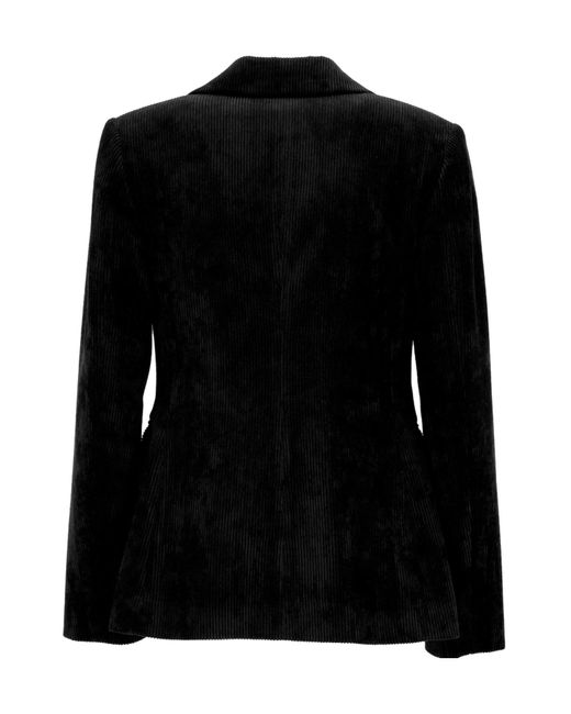 D.exterior Black Double-Breasted Corduroy Blazer