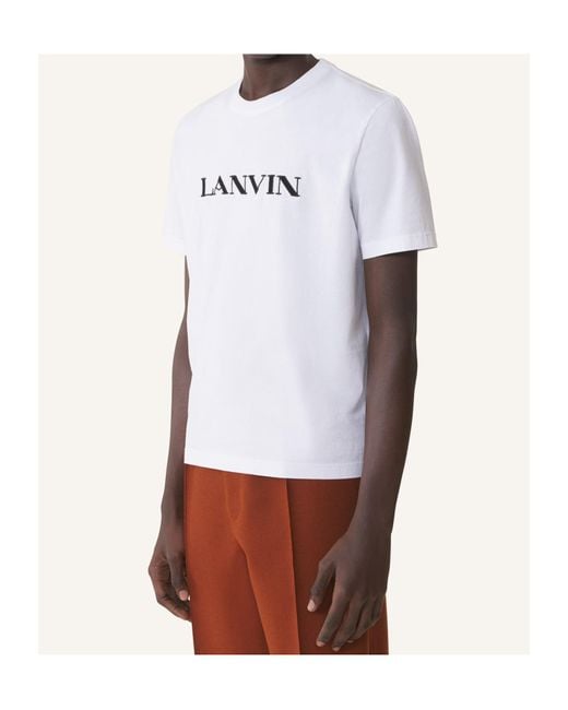 Lanvin White Logo-Embroidered Cotton T-Shirt for men