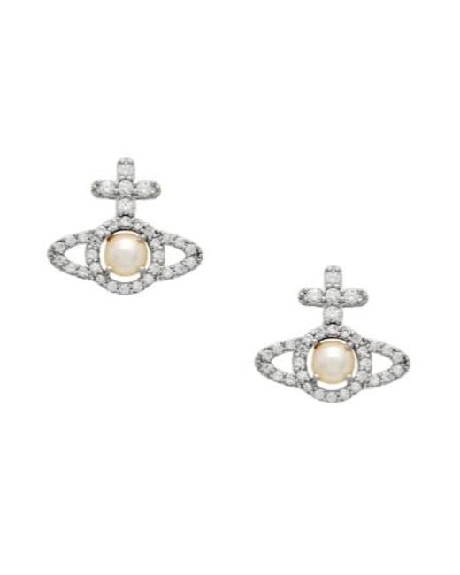 Vivienne Westwood Metallic Zircon Pearl Earrings