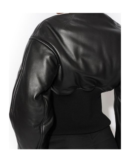 Alaïa Black Leather Bomber Jacket