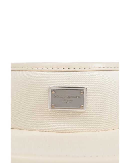 Dolce & Gabbana White Logo Plaque Gabardine Visor for men