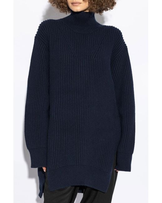 Jil Sander Blue Roll-Neck Knitted Jumper