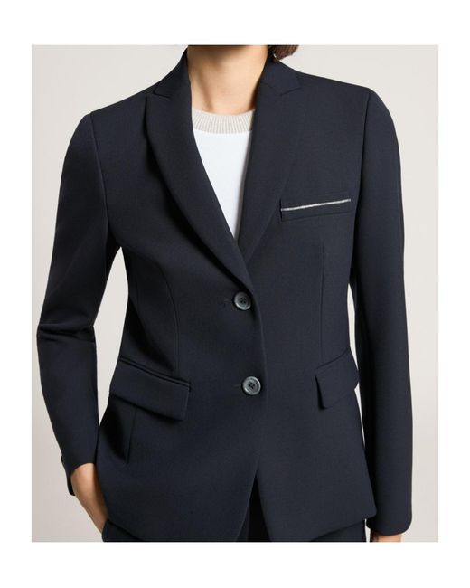 Peserico Blue Single-Breasted Tailored Blazer