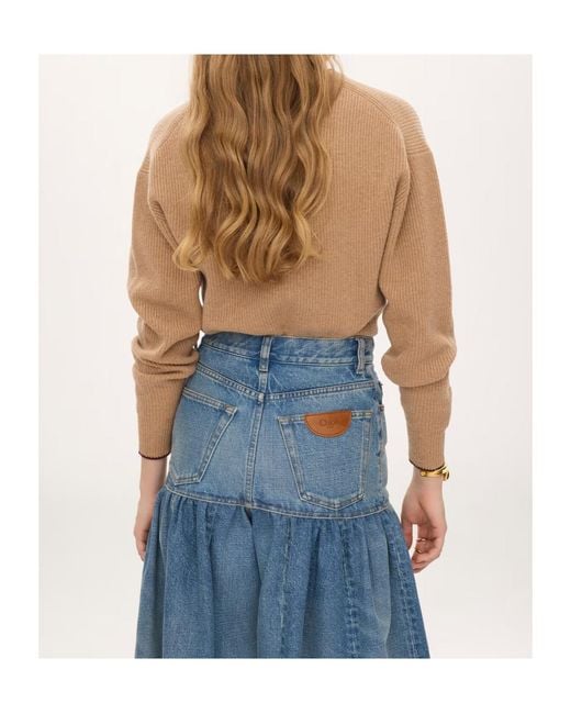 Chloé Natural Chloé Heart Logo Knitted Sweater