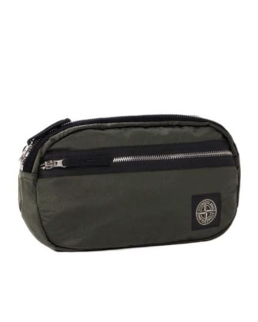 Stone Island Black Logo Patch Belt Bag for men