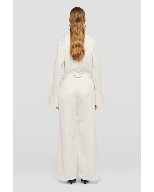 Jil Sander White Wide Leg Pleated Pants