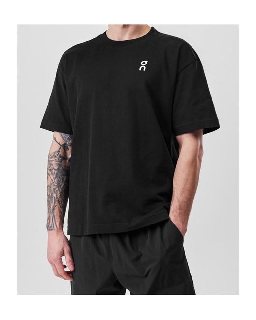On Shoes Black Logo Crew Neck T-Shirt for men