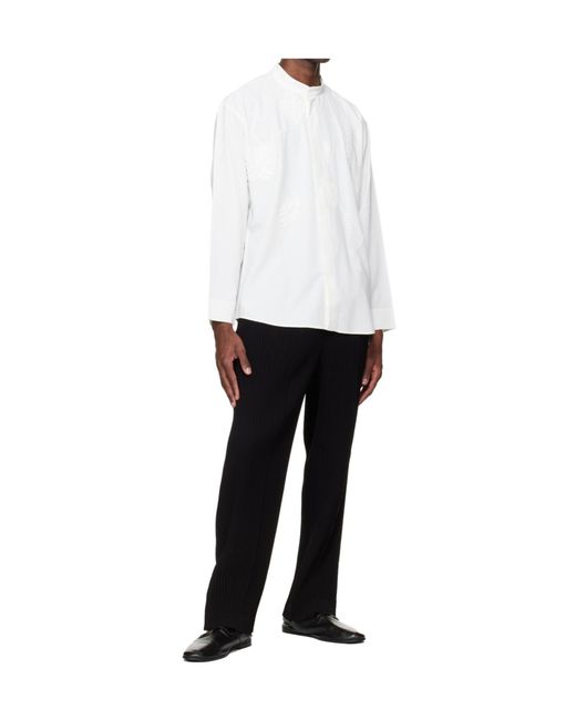 Homme Plissé Issey Miyake White Band-Collar Shirt for men