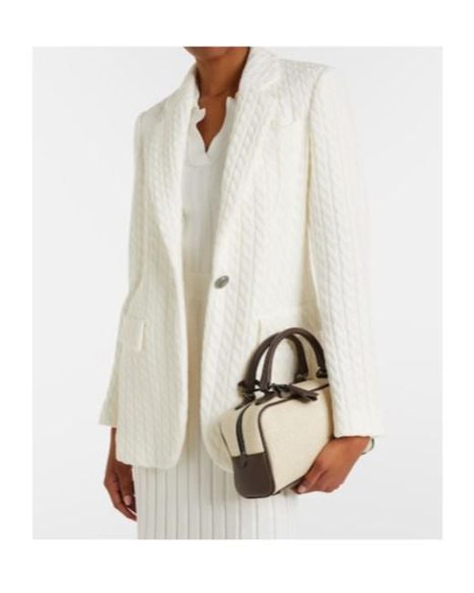 Brunello Cucinelli White Cable-Knit Cotton Blazer
