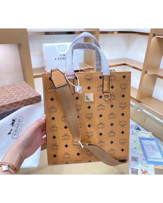 MCM Brown Monogram Print Tote Bag