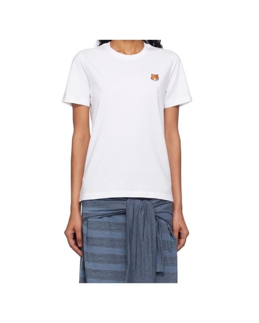 Maison Kitsuné White Maison Kitsuné Fox Head Regular T-Shirt