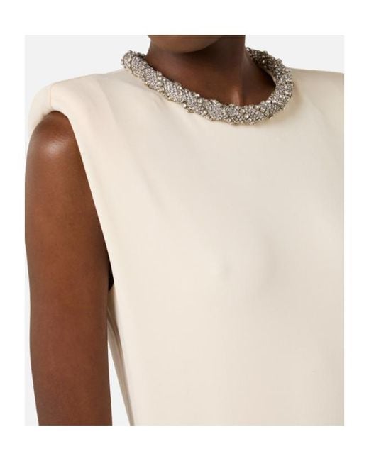 Elisabetta Franchi White Embellished Neck Sleeveless Dress