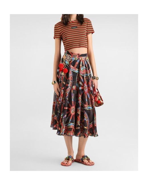 Dolce & Gabbana Red Long Circle Skirt