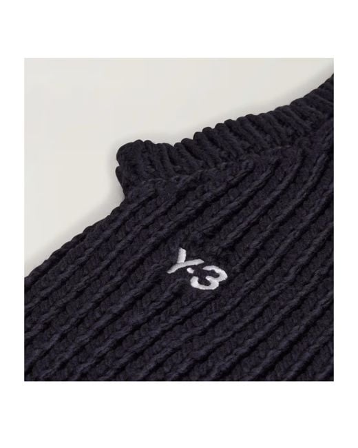 Y-3 Blue Logo Embroidered Knitted Hood for men