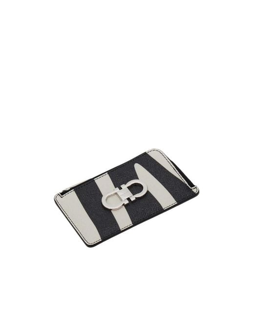 Ferragamo White Zipper Card Holder