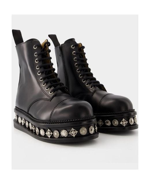 Toga Black Studded Lace-Up Boots