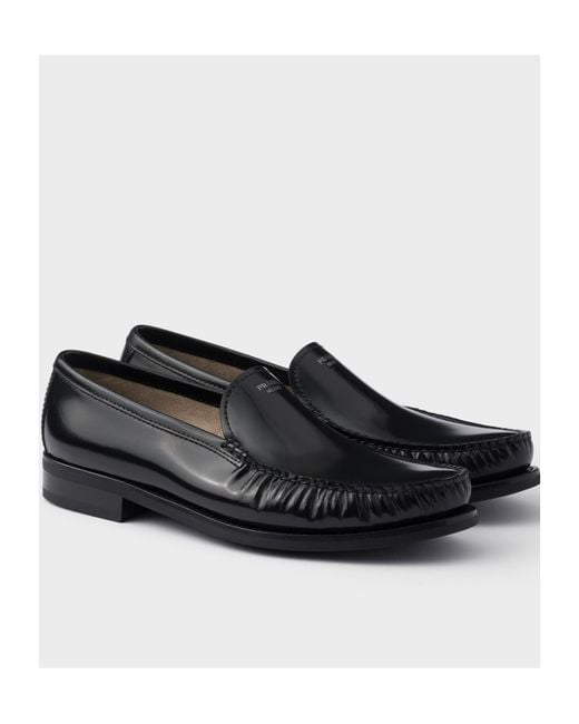 Prada Black Ruched Slip-On Loafers for men