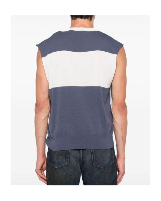 Vivienne Westwood Blue Sleeveless V-Neck Knit Top for men