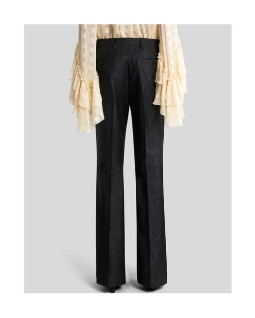 Etro Blue Wool Jacquard Trousers With Arnica Motif