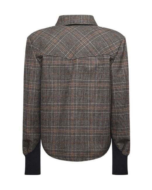 Pinko Gray Long Sleeved Checked Buttoned Shirt
