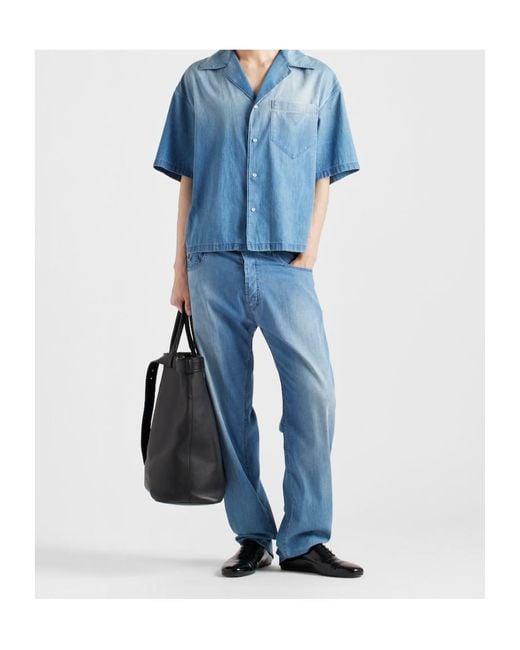 Prada Blue Denim Shirt for men