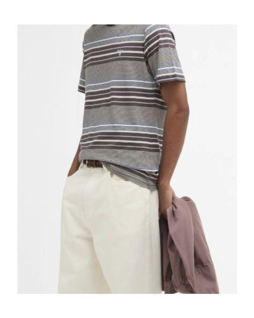 Barbour Gray Steelrigg Striped T-Shirt for men