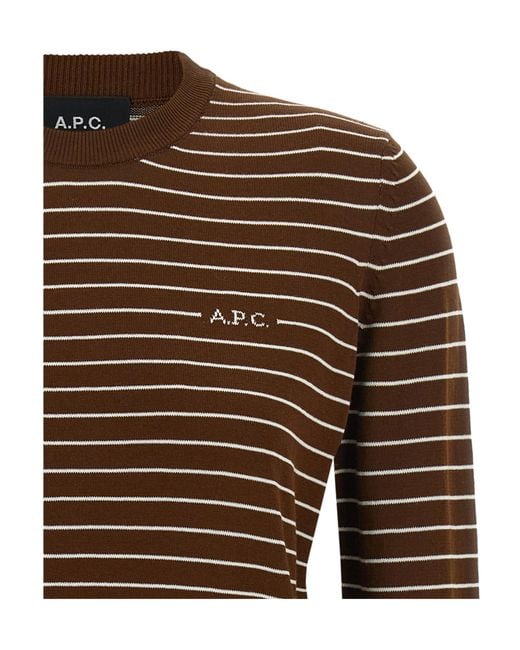 A.P.C. Brown Tight-Fitting Striped Sweater
