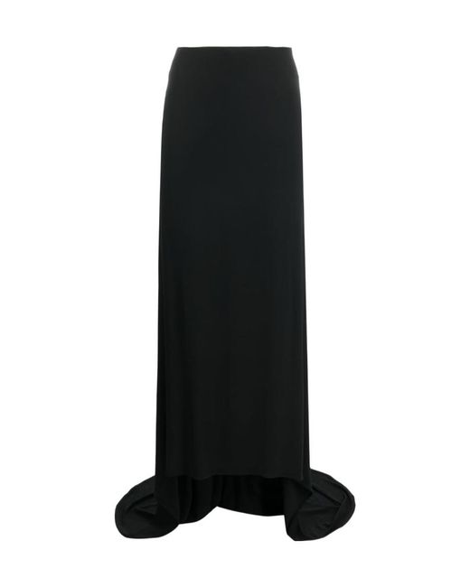 Magda Butrym Black Floor-Length Asymmetric Draped Skirt