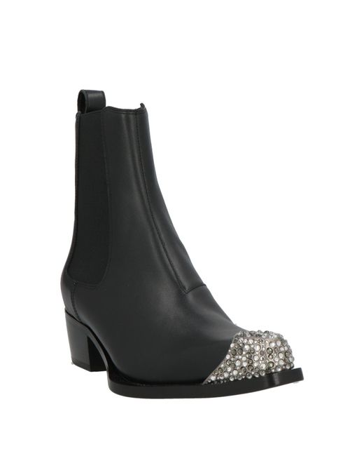 DIESEL Black Rhinestone Decor Denim Ankle Boots