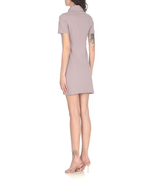 Palm Angels Purple Logo Embroidered Mini Polo Dress