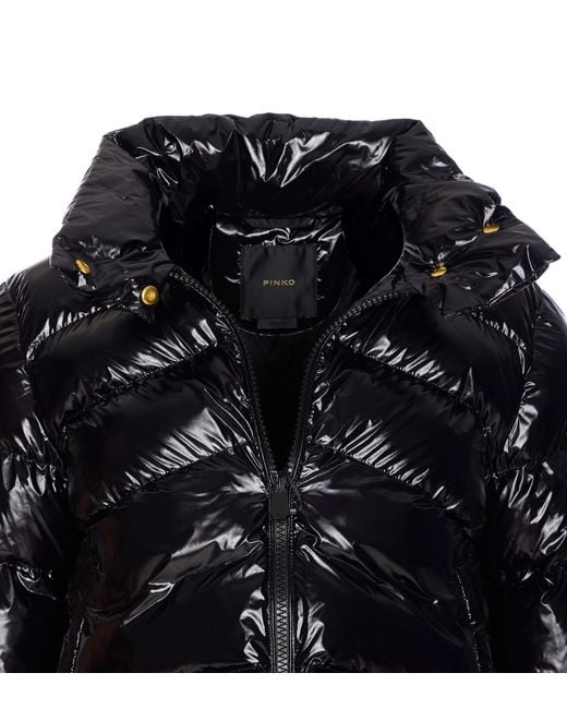 Pinko Black Long-Sleeved Zip-Up Down Jacket