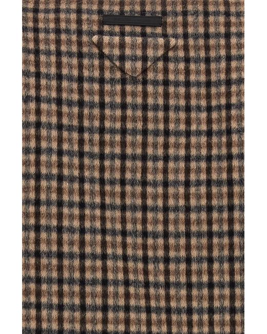 Prada Brown Checked V-Neck Top