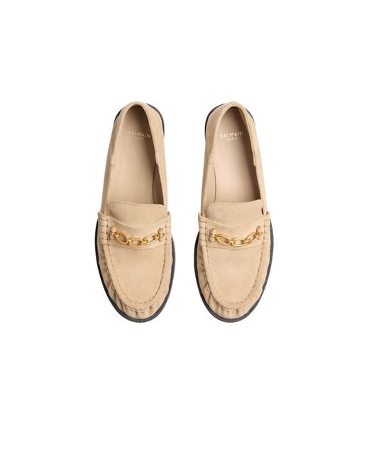 Balmain Natural Sync Suede Leather Loafers for men