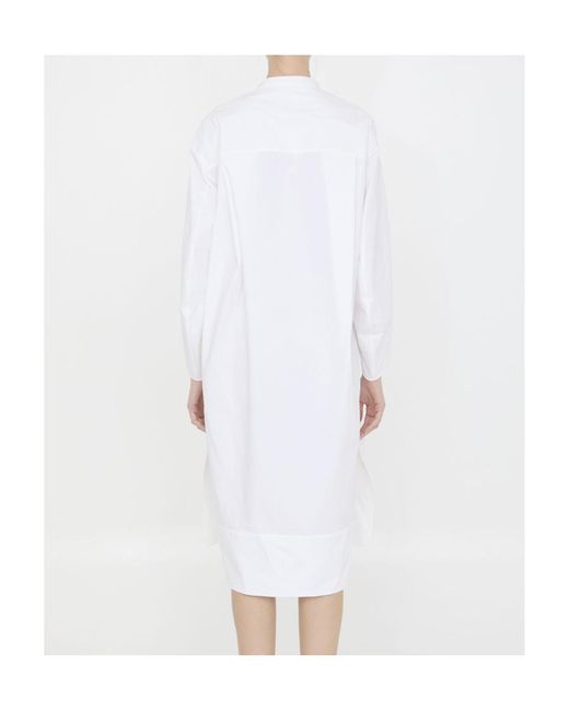 Khaite White Brom Shift Long-Sleeved Midi Dress