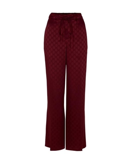 Gucci Red Logo Wide-Leg Track Pants
