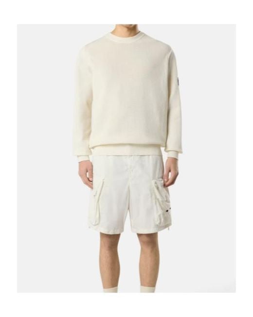 Stone Island White Textured Logo Knitted Sweater for men