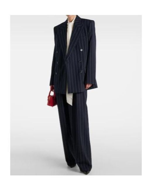 Stella McCartney Blue Pinstripe Wool Tapered Pants