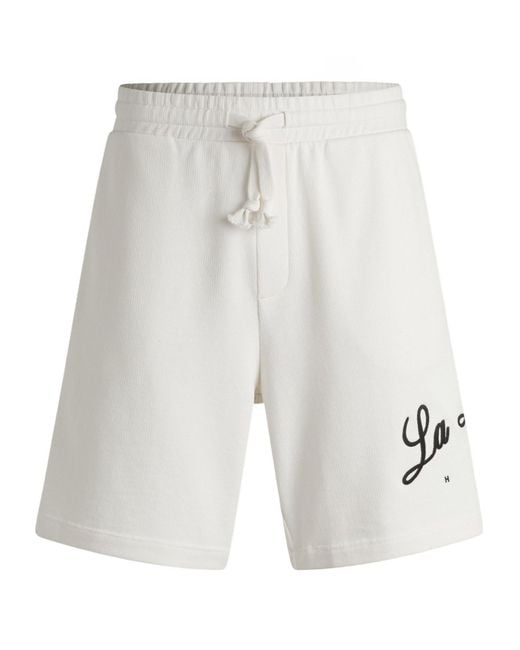 Boss White Loose Shorts for men