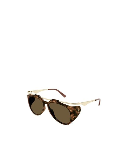 Saint Laurent White Eyewear Aviator-Frame Sunglasses