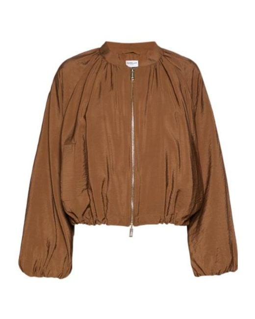 Marella Brown Drawstring-Hem Bomber Jacket
