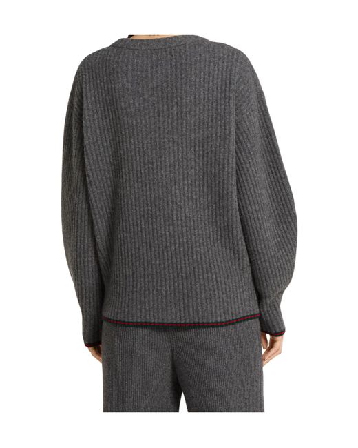 Gucci Gray V-Neck Oversized Cardigan