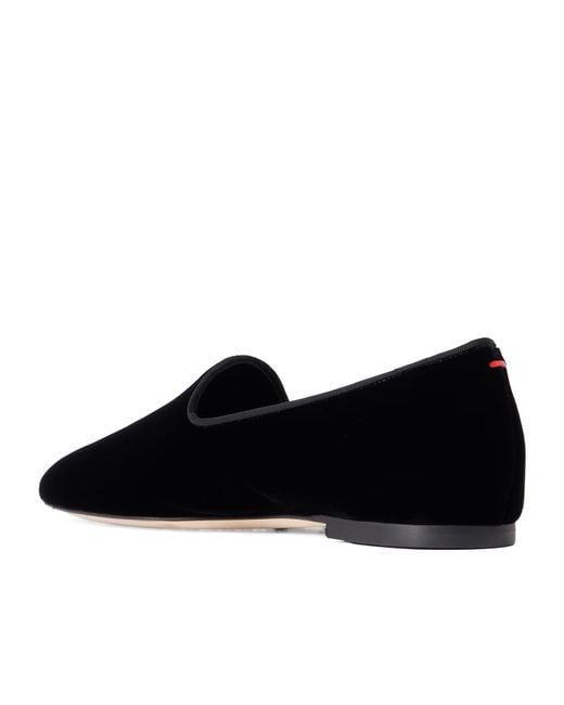 Aeyde Black Solid Velvet Loafers