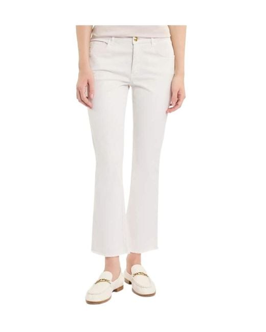 Fay White Logo Patch 5-Pocket Trousers