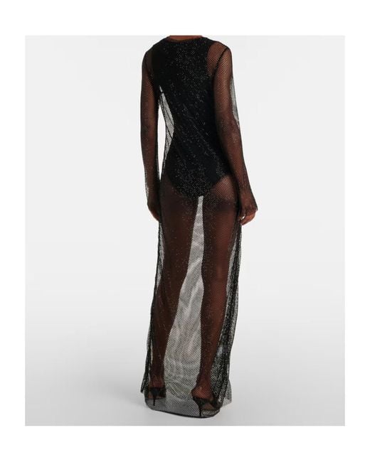 TOVE Gray Embellished Mesh Maxi Dress