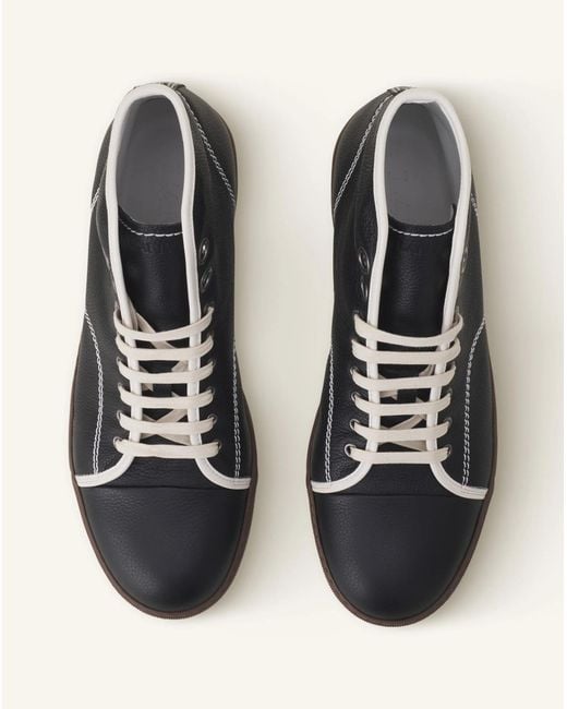 Lanvin Black Leather Lace-Up Sneakers for men