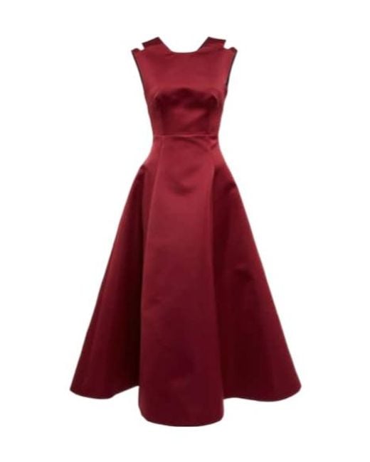 Emilia Wickstead Red Luz Cutout Satin Midi Dress