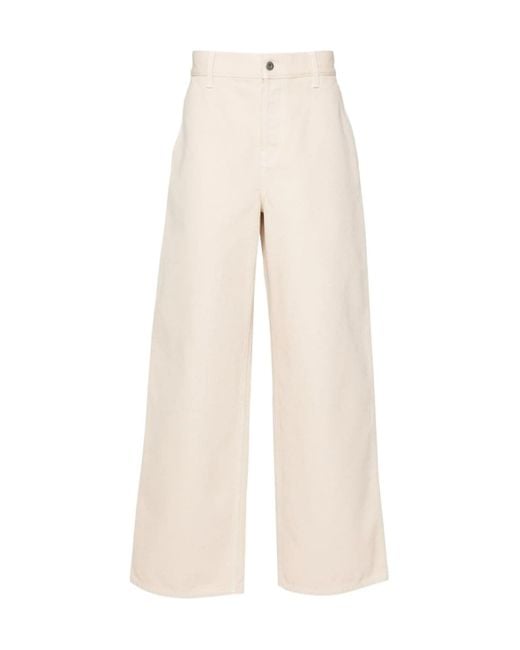Burberry White Equestrian Knight-Embroidered Loose Jeans for men