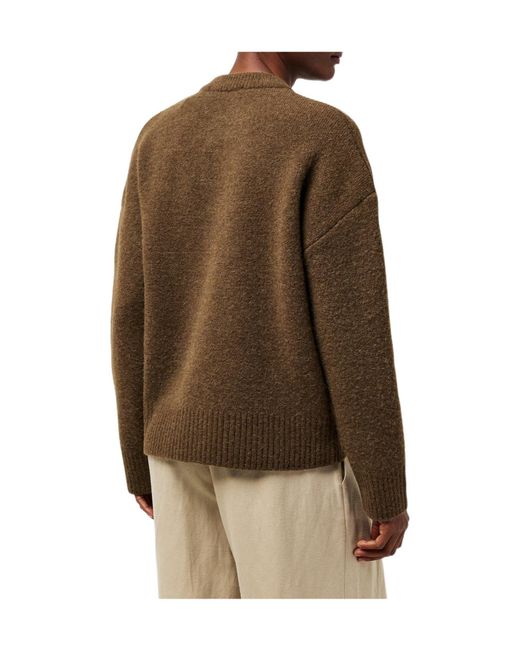 AMI Brown Round-Neck Knit Cardigan
